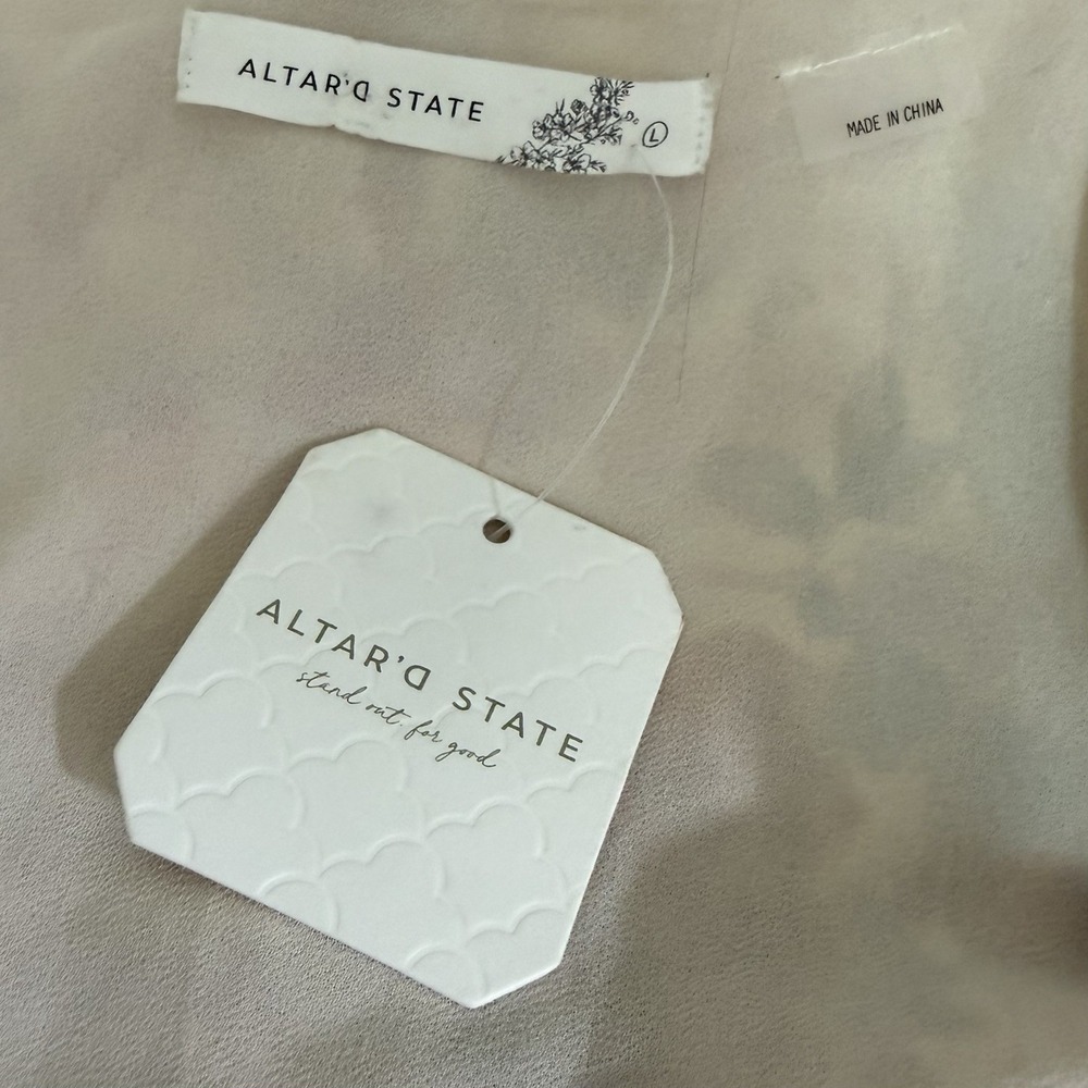 Altard State Top Women's Large Cream Cottage Chic Floral Peasant Sleeve Shirt - Picture 6 of 9